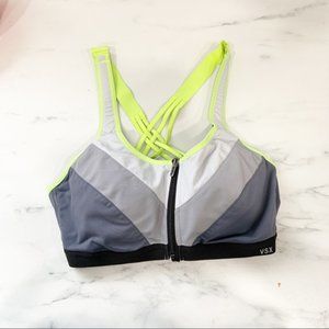 Victoria’s Secret VSX Sport Bra 36C Front Closure Full Support Gray and Green